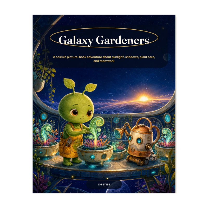 Galaxy Gardeners standing book mockup on white background