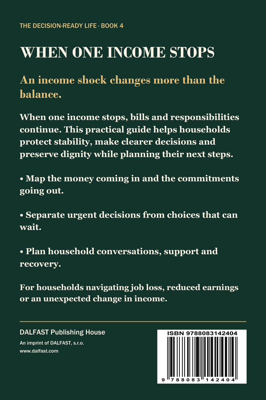 When One Income Stops back cover