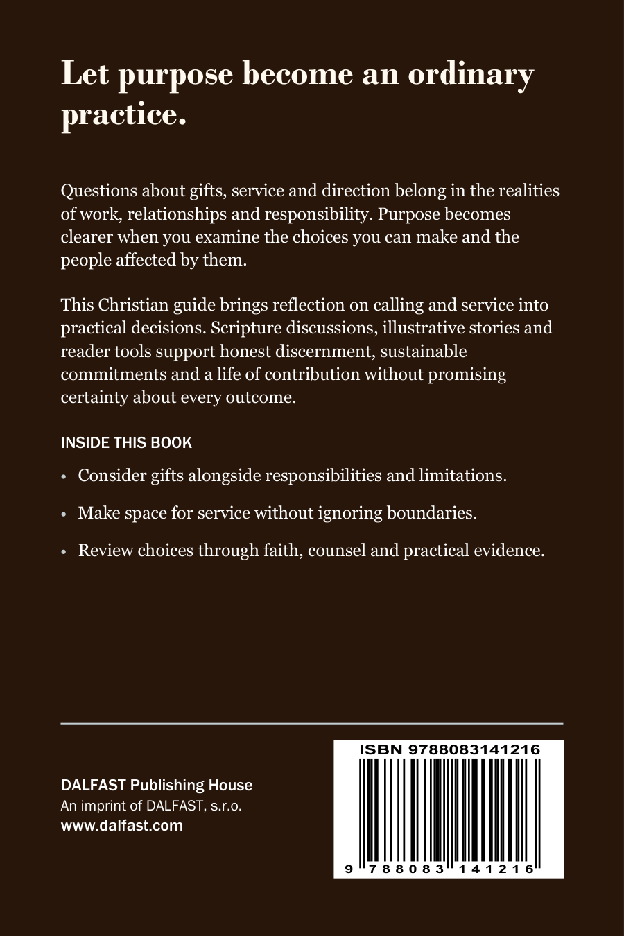 Living With Purpose back cover