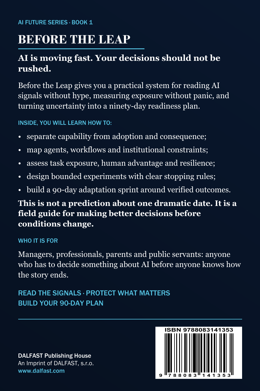 Before the Leap — Main Book Edition back cover