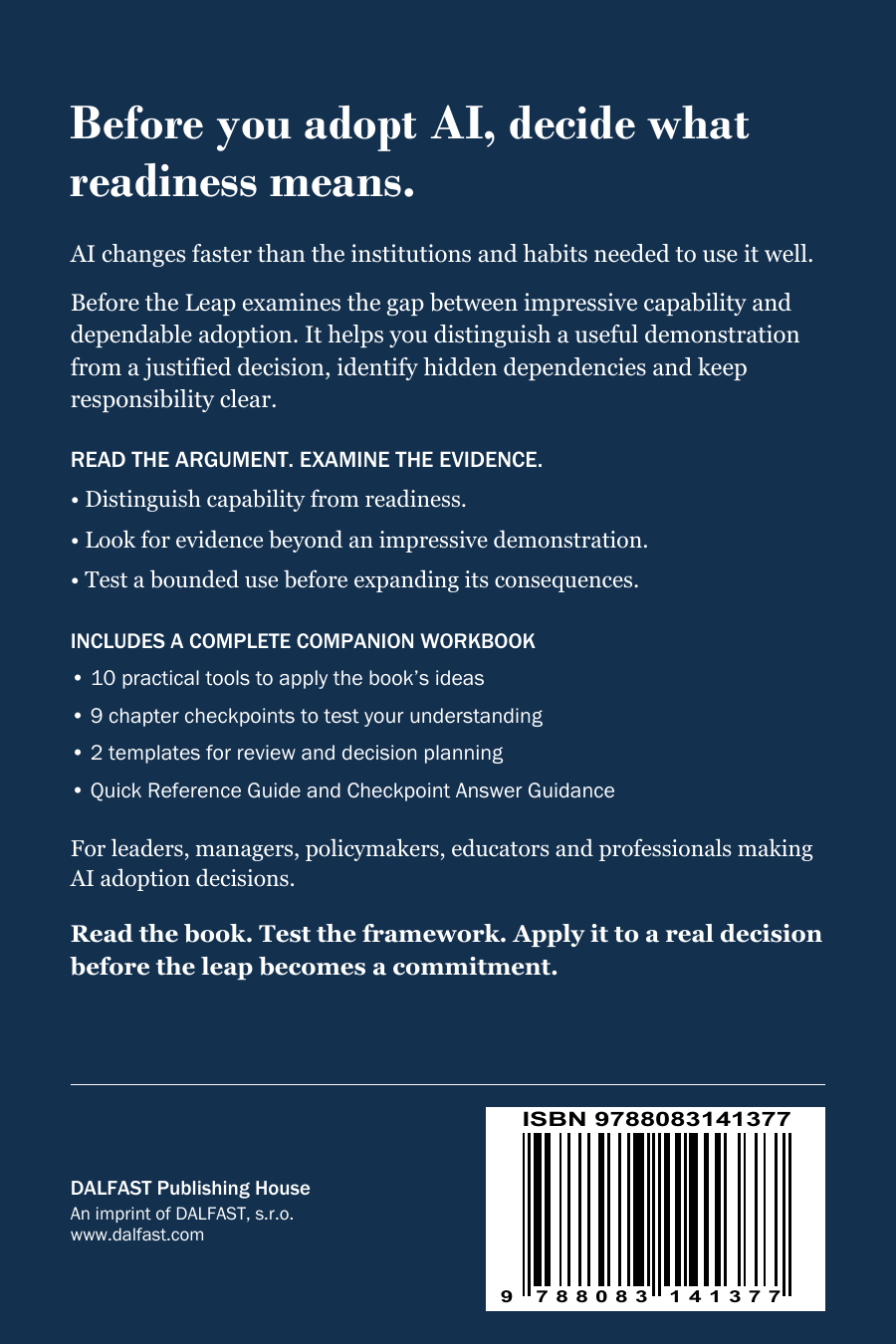 Before the Leap — Book + Workbook Edition back cover