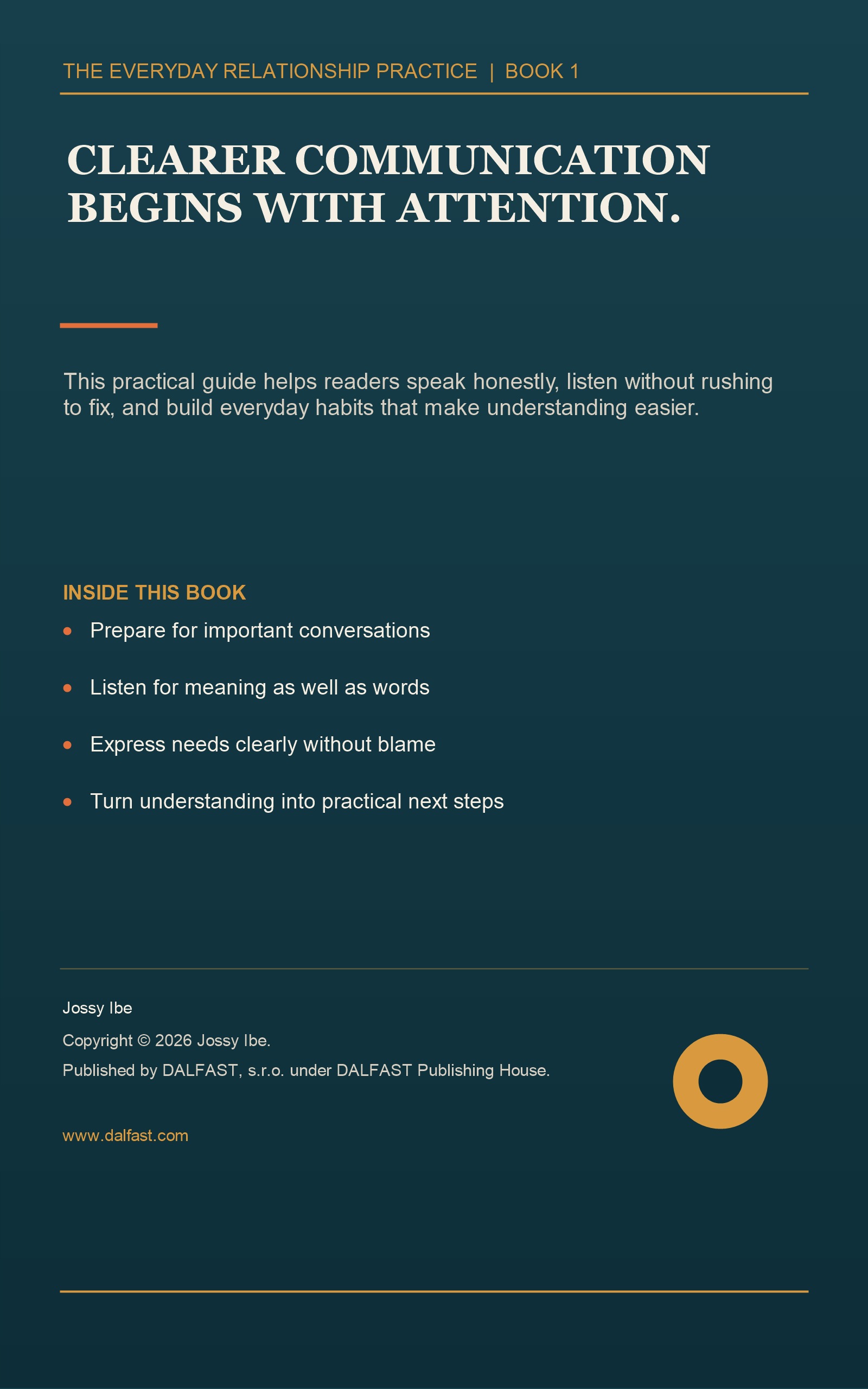 The Everyday Relationship Practice Series · Book 1 — Talk, Listen, and Understand back cover