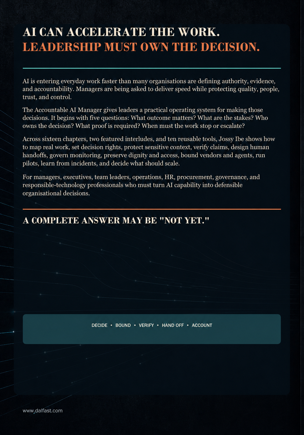 The Accountable AI Manager back cover