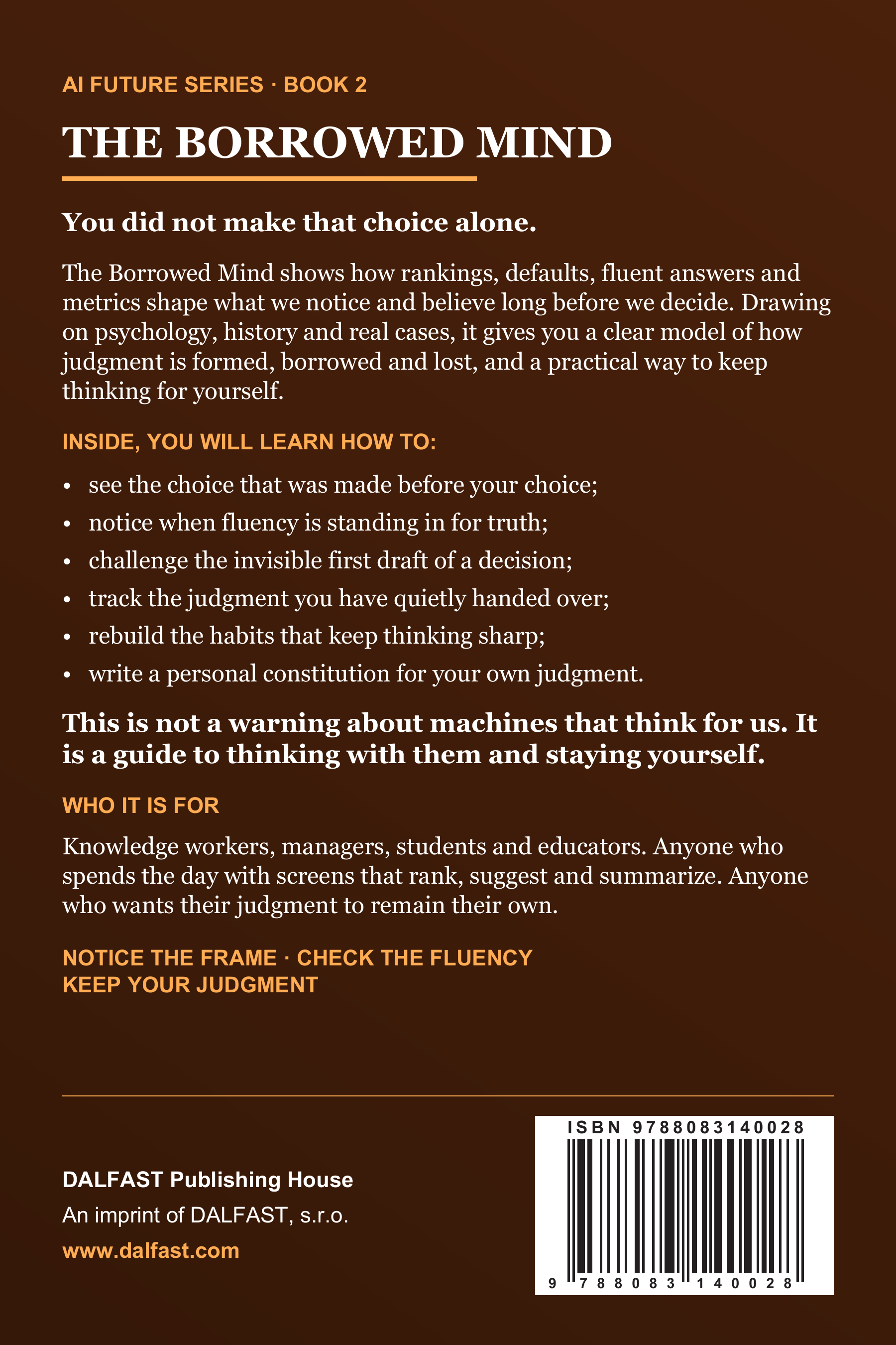 AI Future Series · Book 2 — The Borrowed Mind back cover