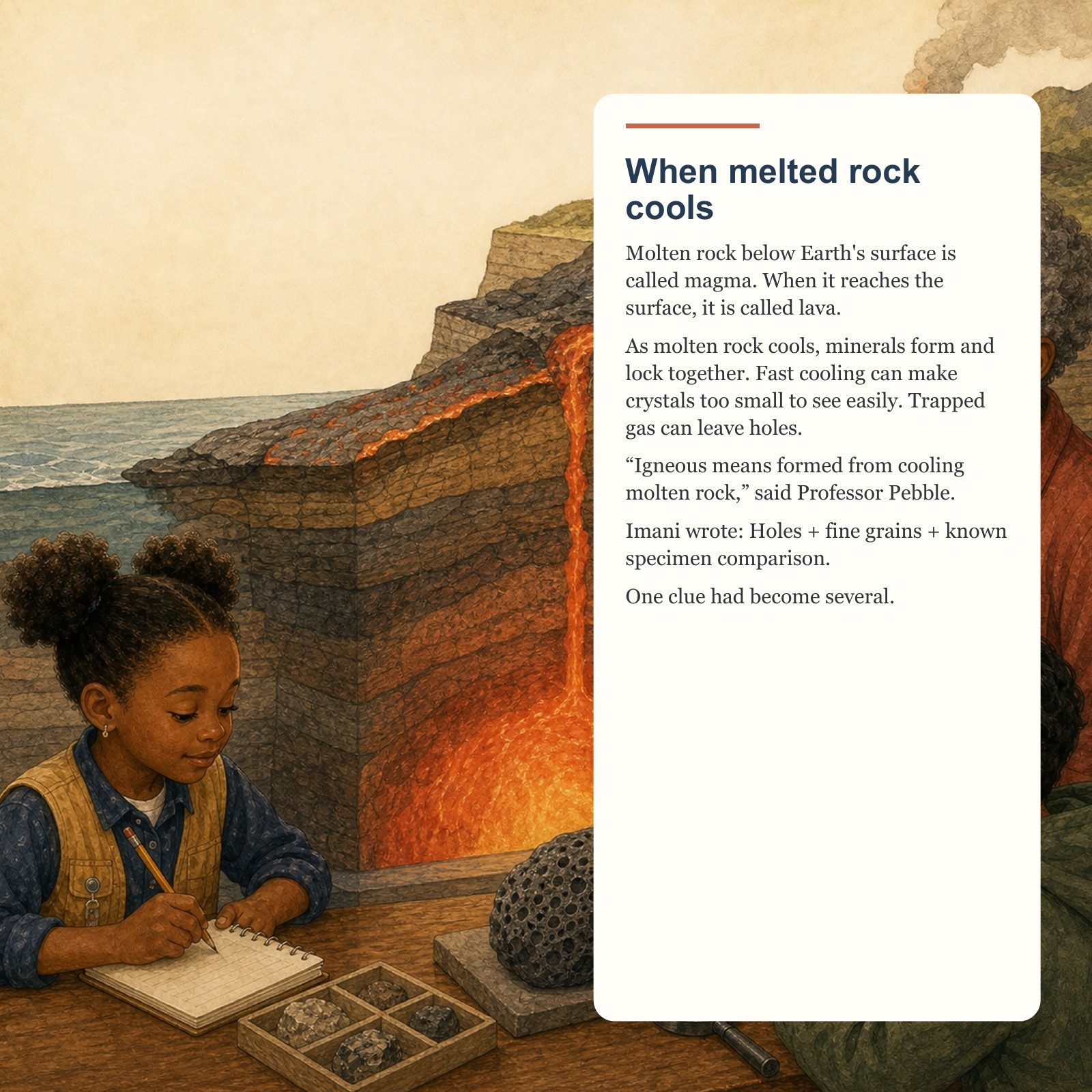 When melted rock cools
